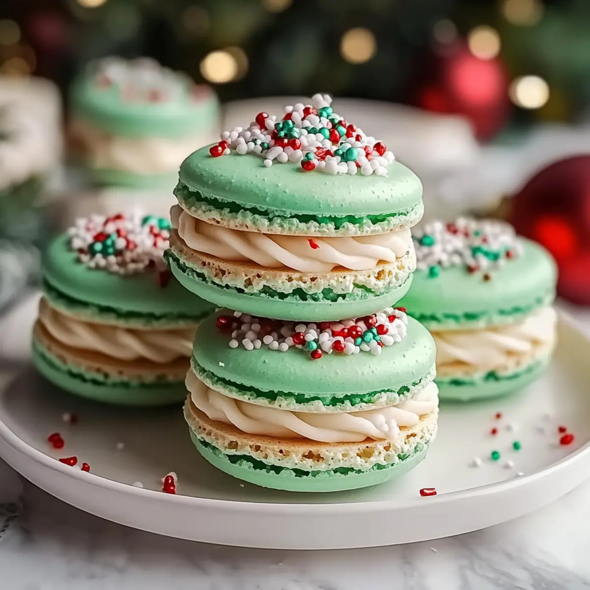 Christmas Tree Cake Macarons