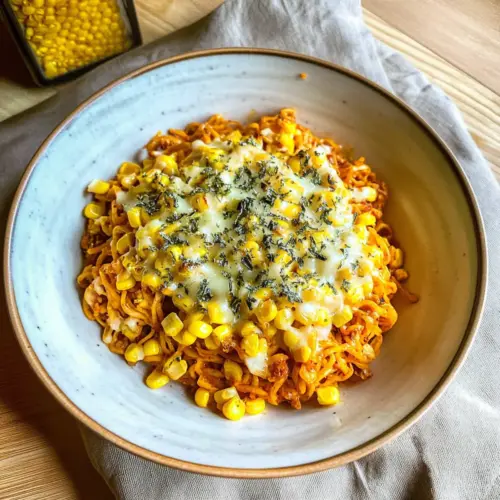 Spicy Noodles With Korean Corn Cheese