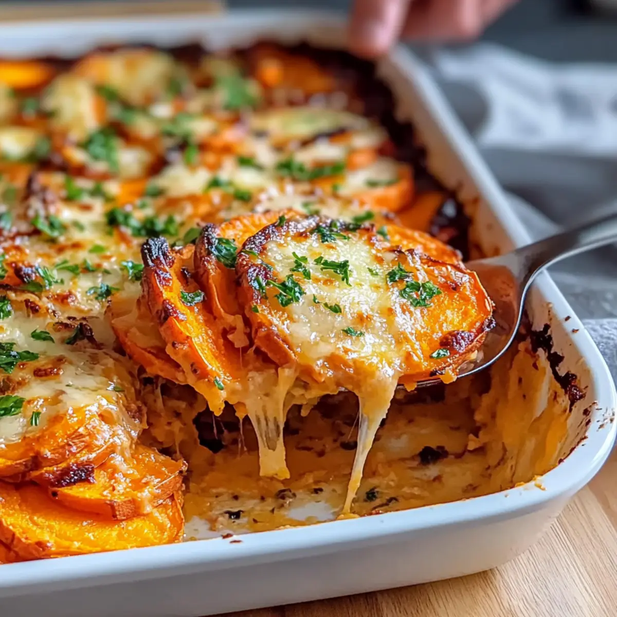 Garlic Butter Sweet Potato Bake