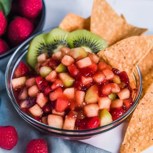 Fruit Salsa with Cinnamon Sugar Tortilla Chips