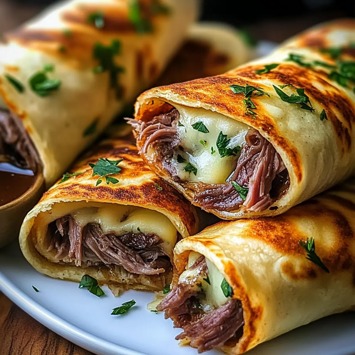 French Dip Tortilla Roll Ups