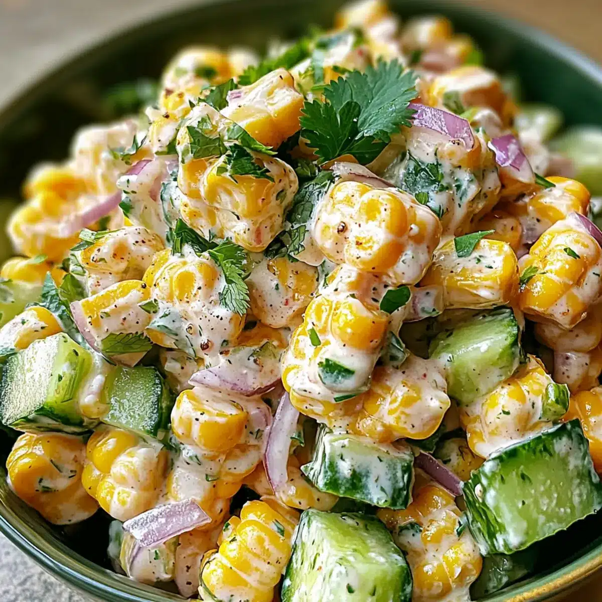 Street Corn Creamy Cucumber Salad