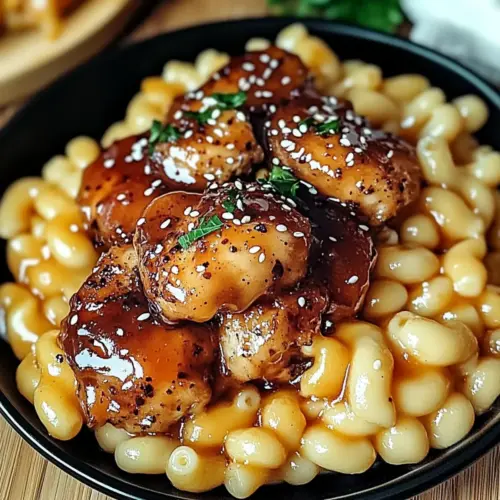 Sweet and Spicy Honey Pepper Chicken with Creamy Mac and Cheese