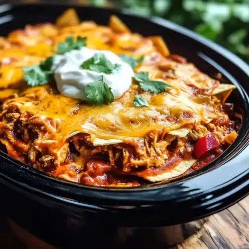 Crockpot Chicken Enchilada Casserole