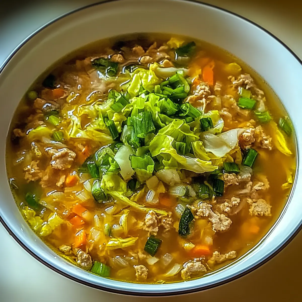 Egg Roll Soup with Green Onions and Ginger