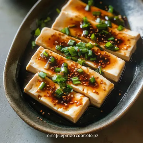 Steamed Tofu with Soy Garlic Sauce