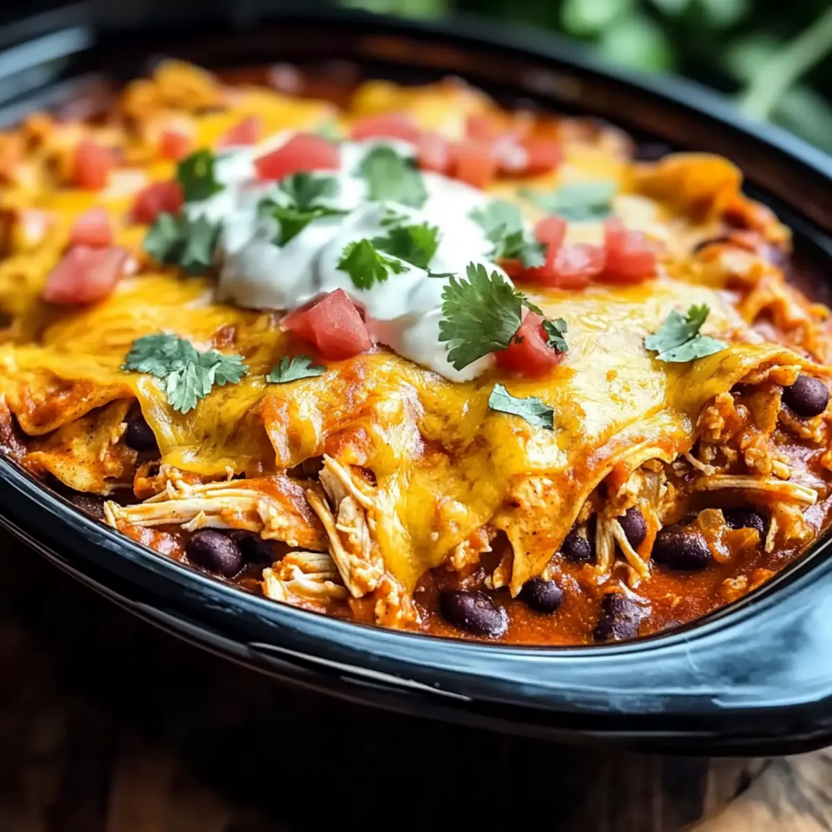 Crockpot Chicken Enchilada Casserole
