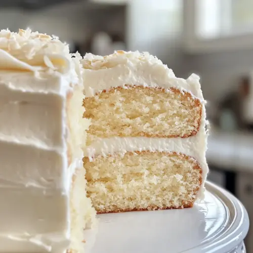 Moist White Almond Cake with Silky Buttercream Frosting
